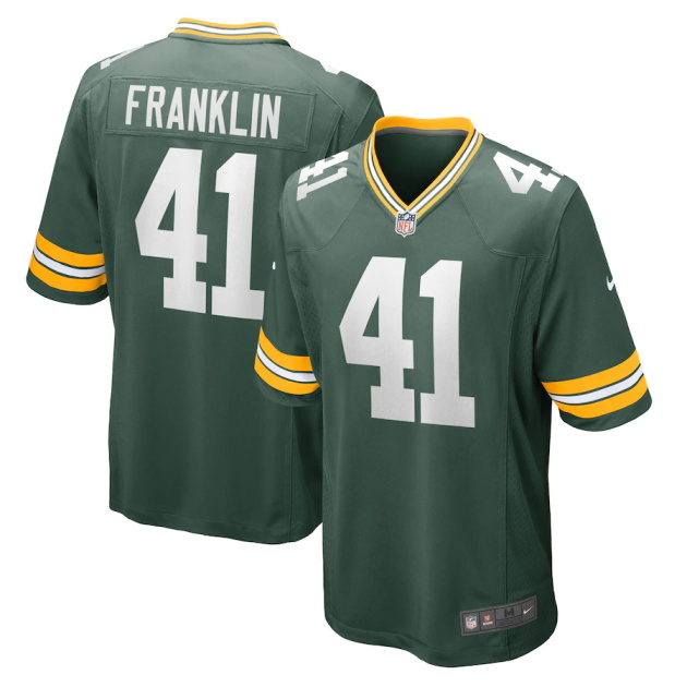 mens nike benjie franklin green green bay packers game player jersey